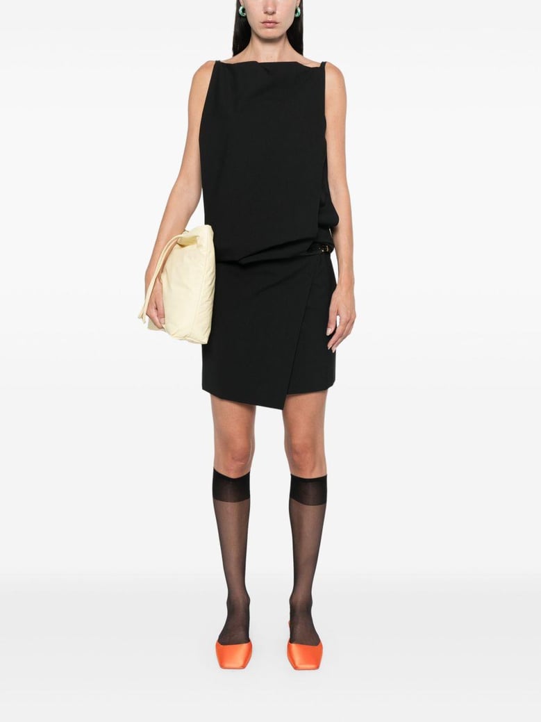 crepe belted wrap dress by Selfnex