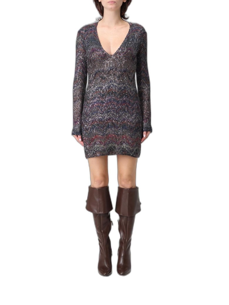 multicolour zigzag knit dress by Selfnex