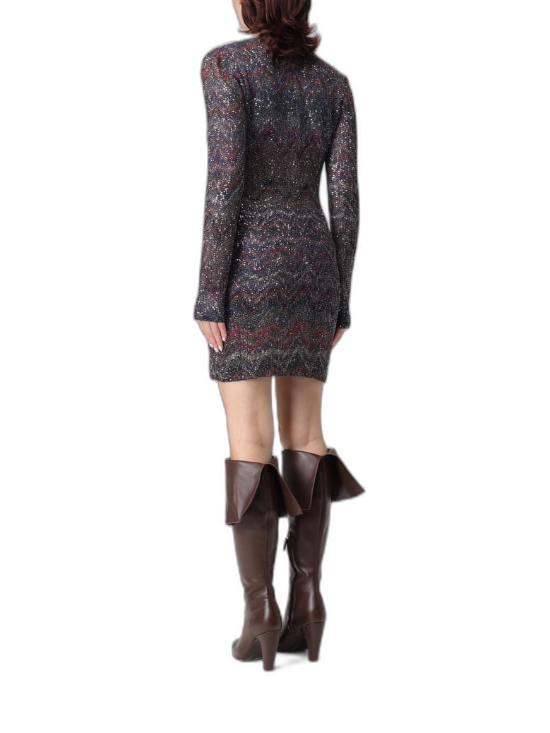 multicolour zigzag knit dress by Selfnex