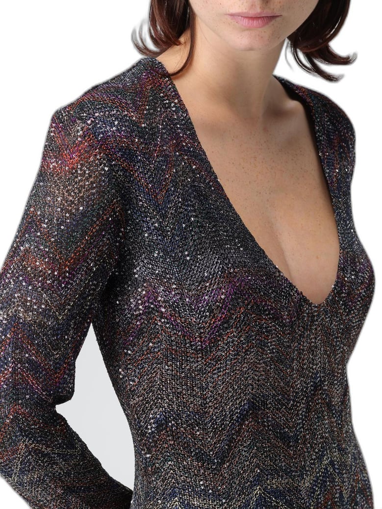 multicolour zigzag knit dress by Selfnex