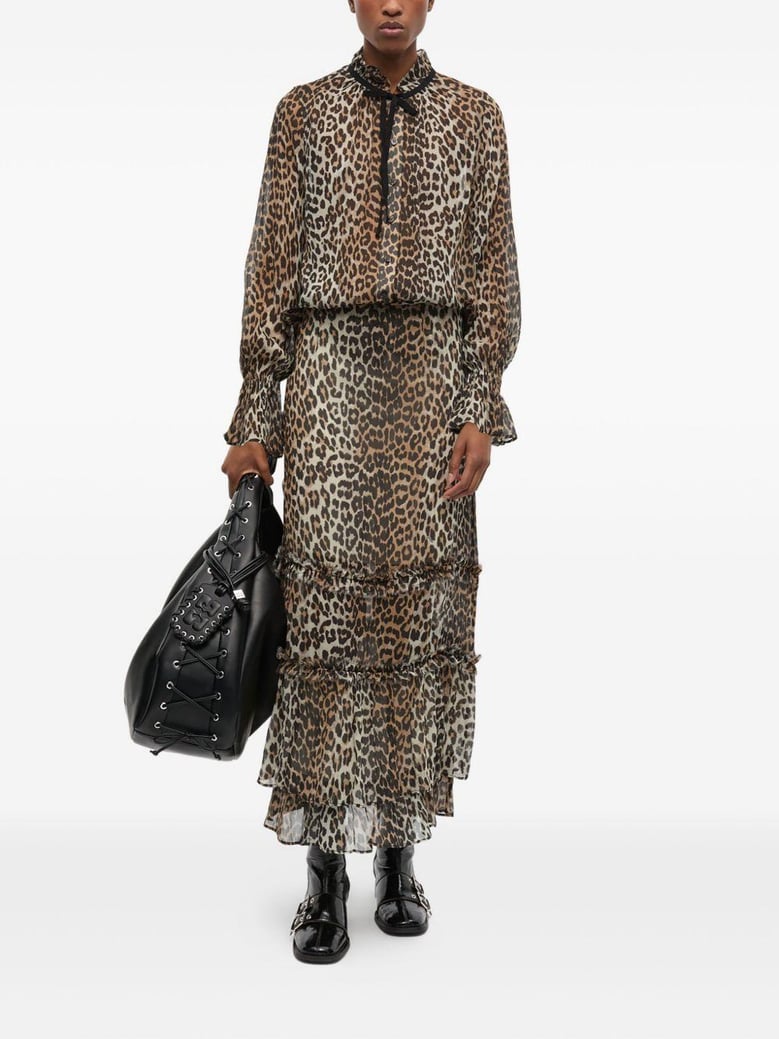 blusa est leopardo cuello puños rizados by Selfnex
