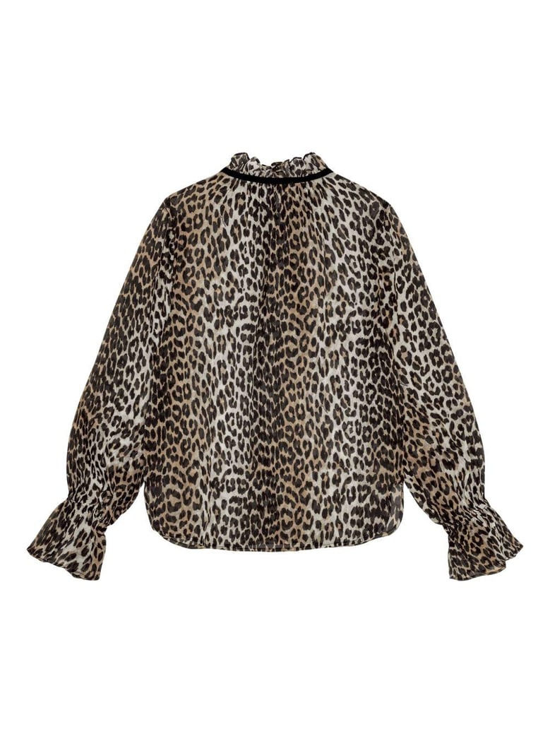 blusa est leopardo cuello puños rizados by Selfnex