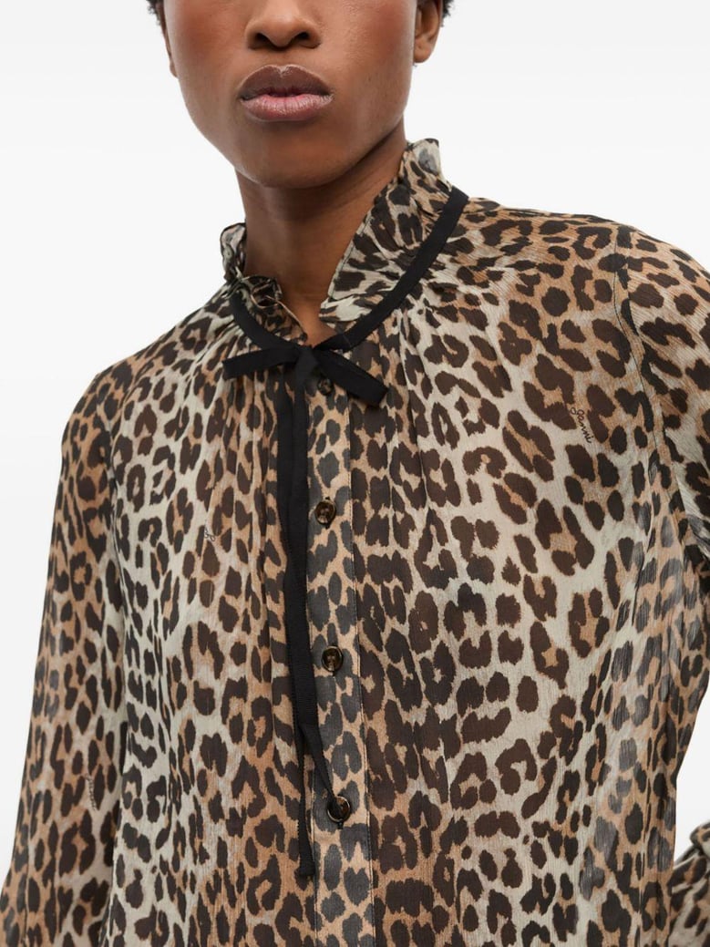 blusa est leopardo cuello puños rizados by Selfnex