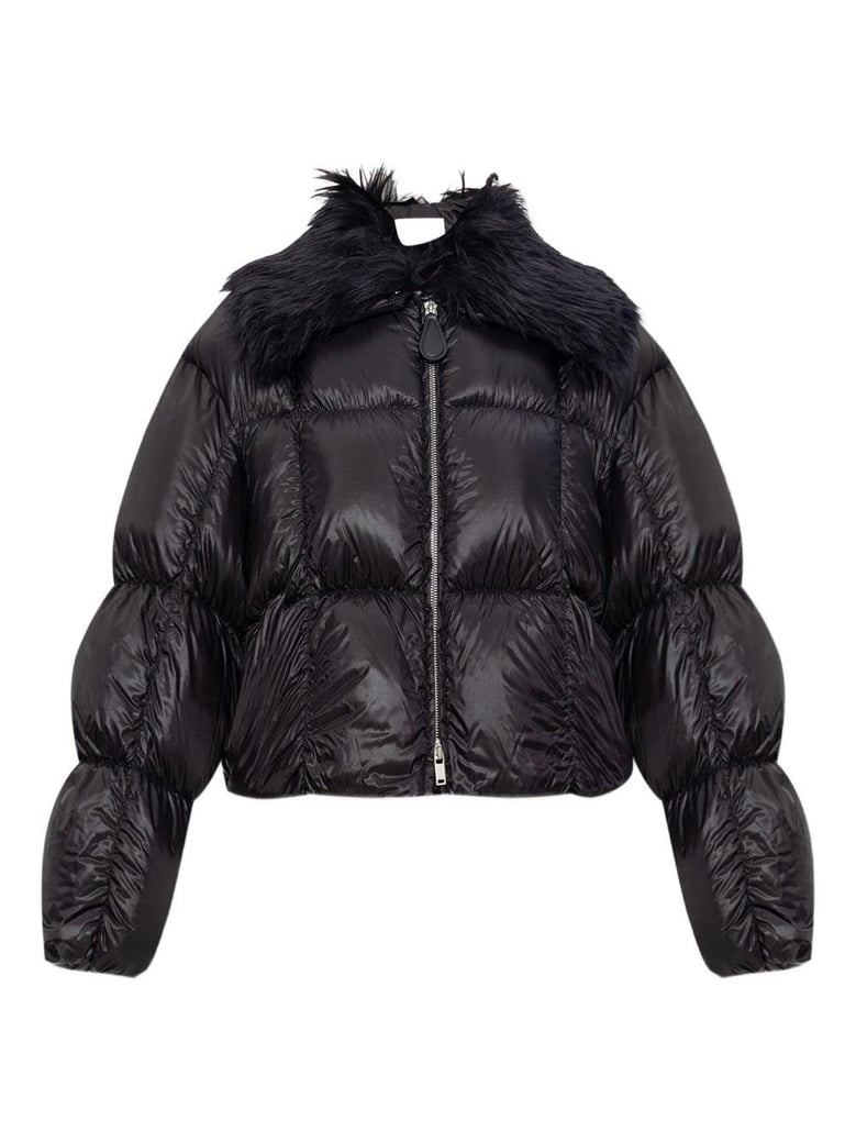 chaqueta negra acolchada cuello pelo zip by Selfnex