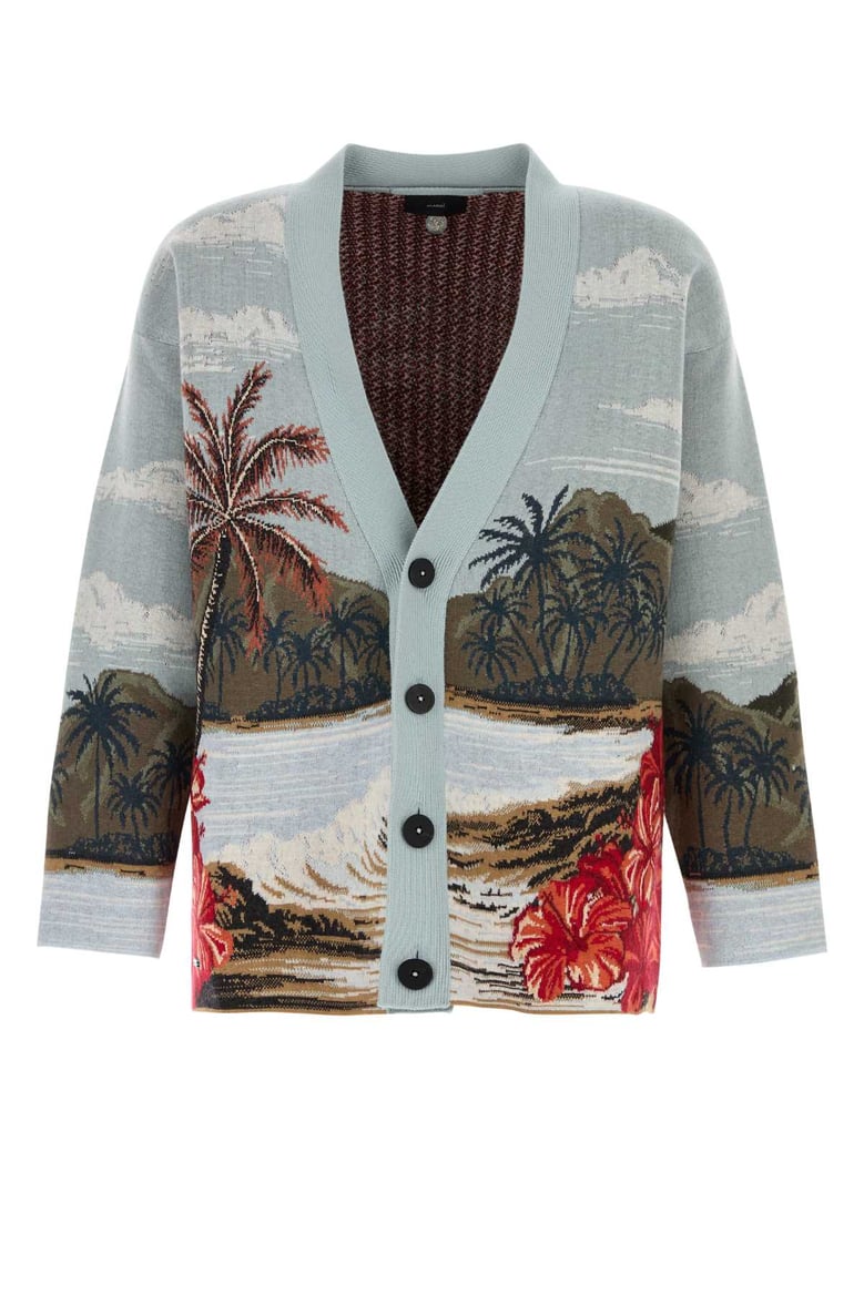 embroidered wool blend cardigan by Selfnex