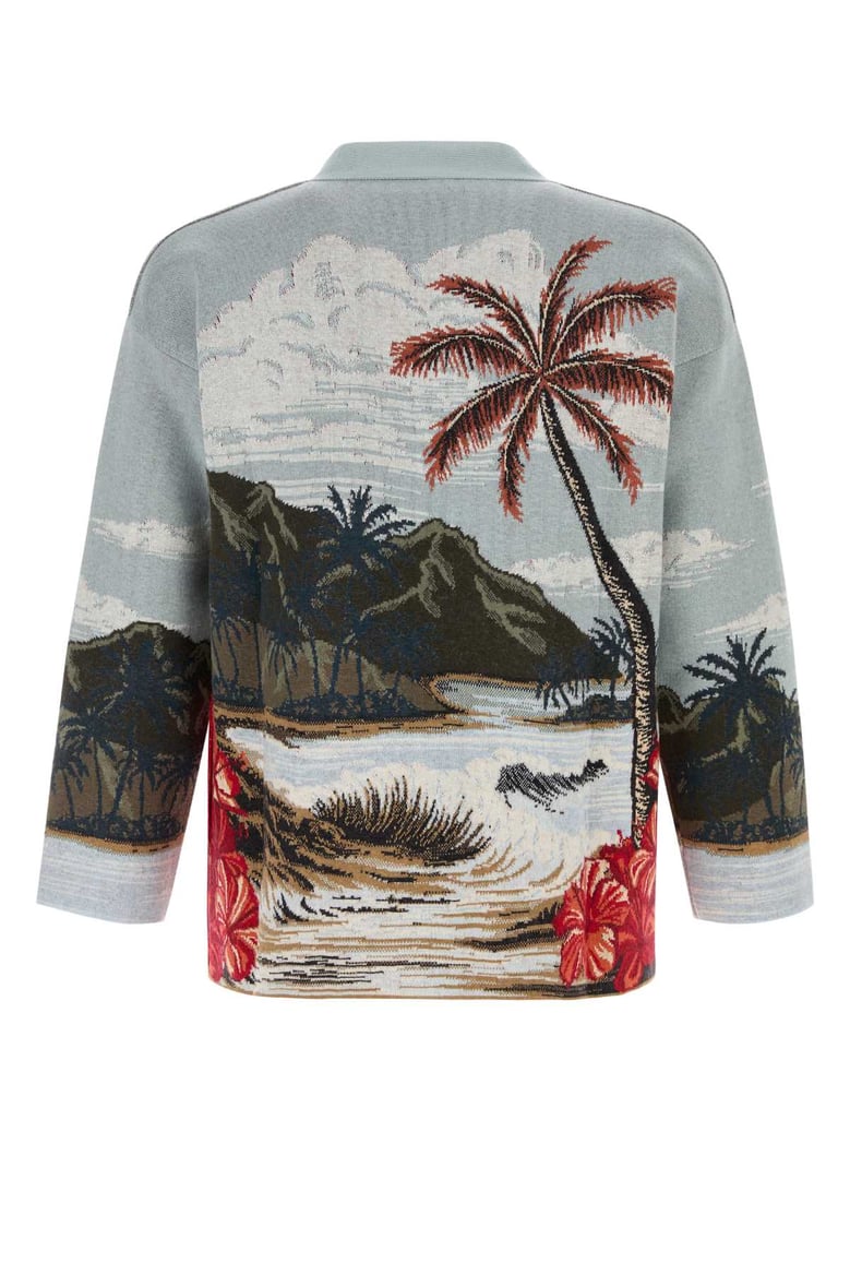 embroidered wool blend cardigan by Selfnex