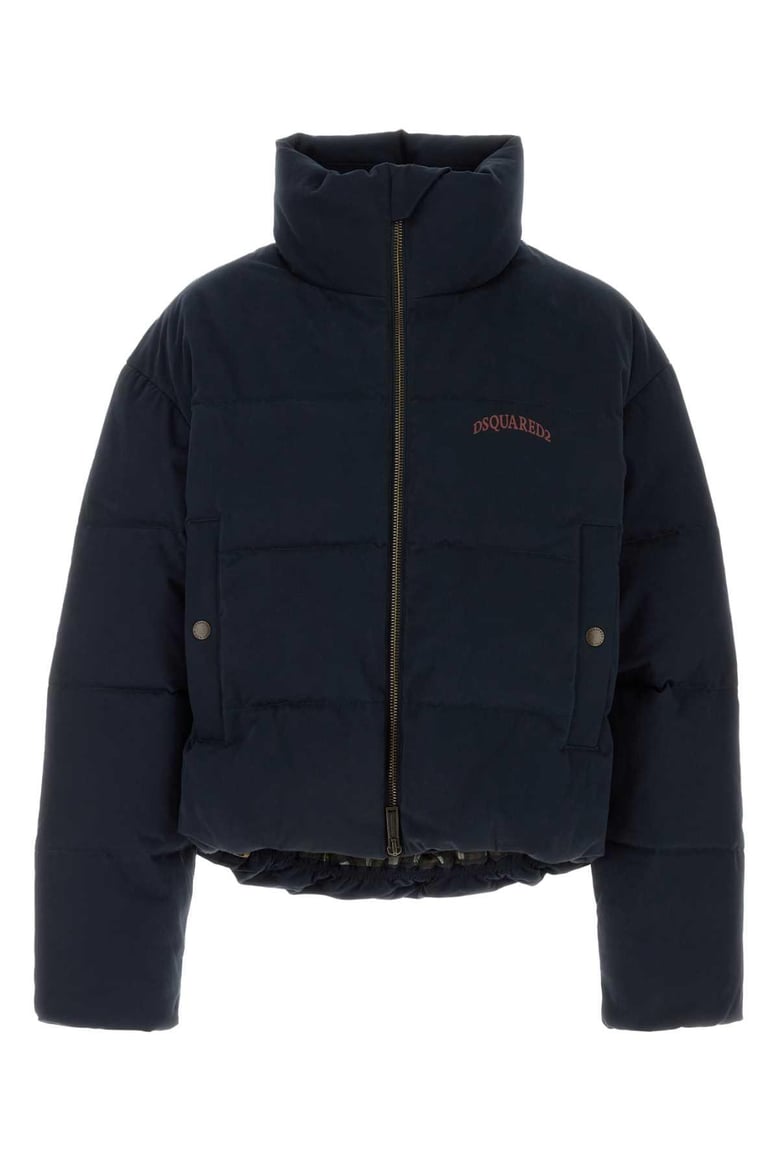 navy blue stretch cotton down jacket by Selfnex
