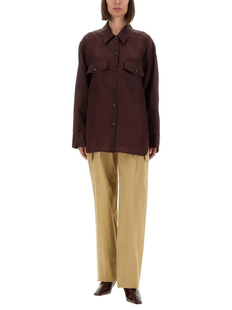 aubergine silk matteo shirt by Selfnex