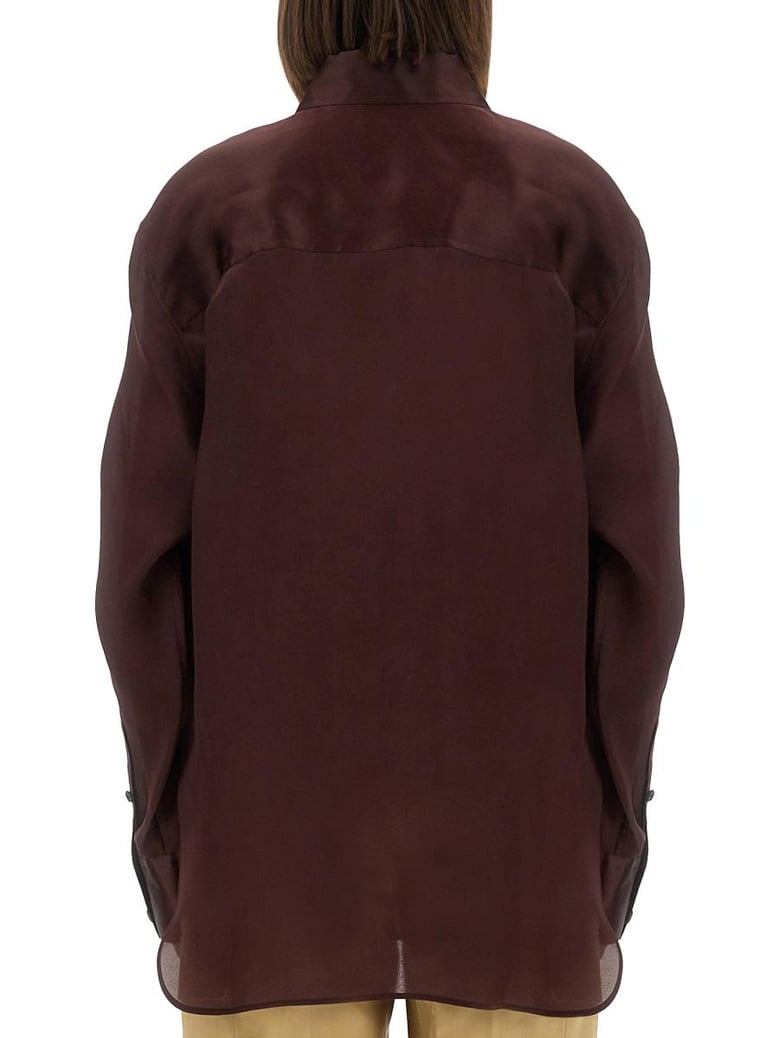 aubergine silk matteo shirt by Selfnex