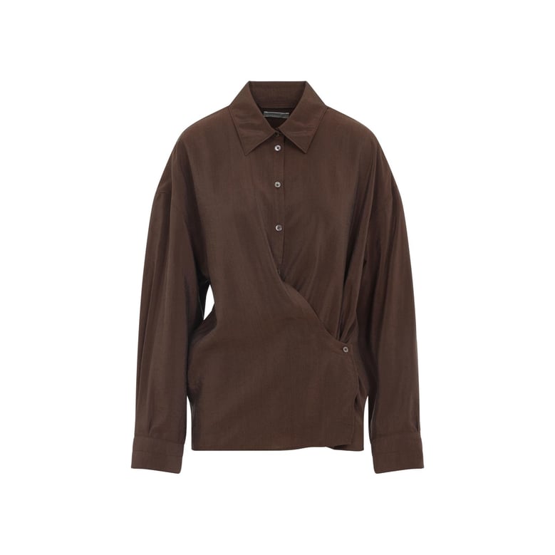 brown silk shirt by Selfnex