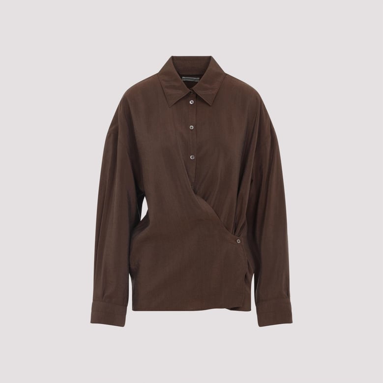 brown silk shirt by Selfnex
