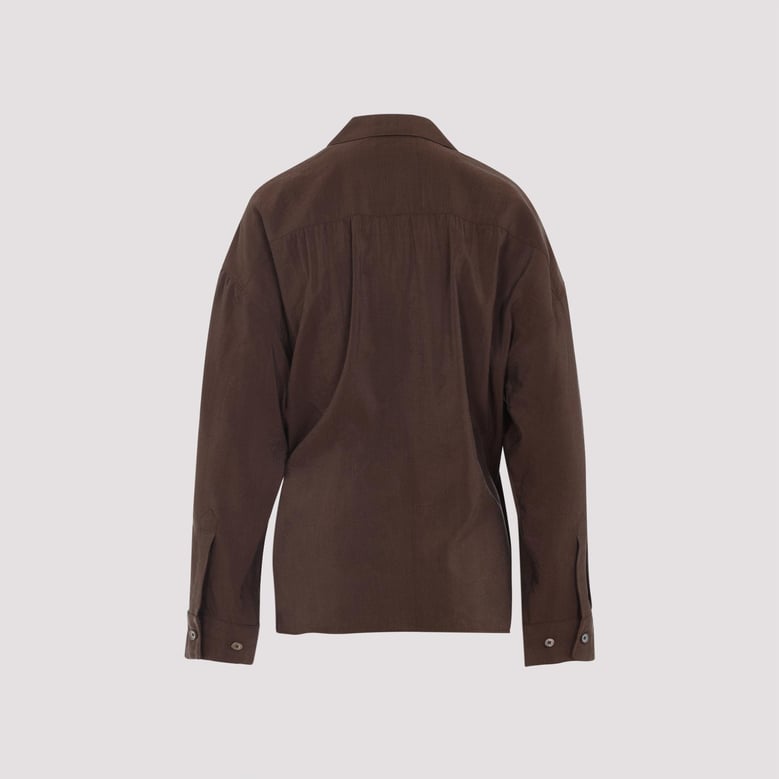 brown silk shirt by Selfnex