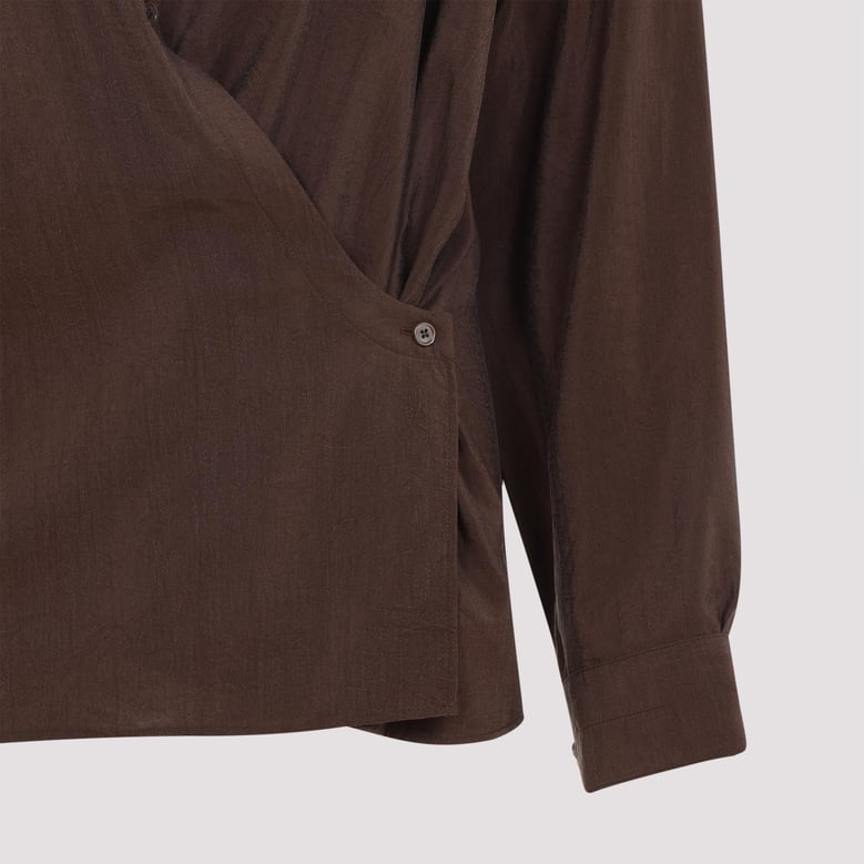 brown silk shirt by Selfnex