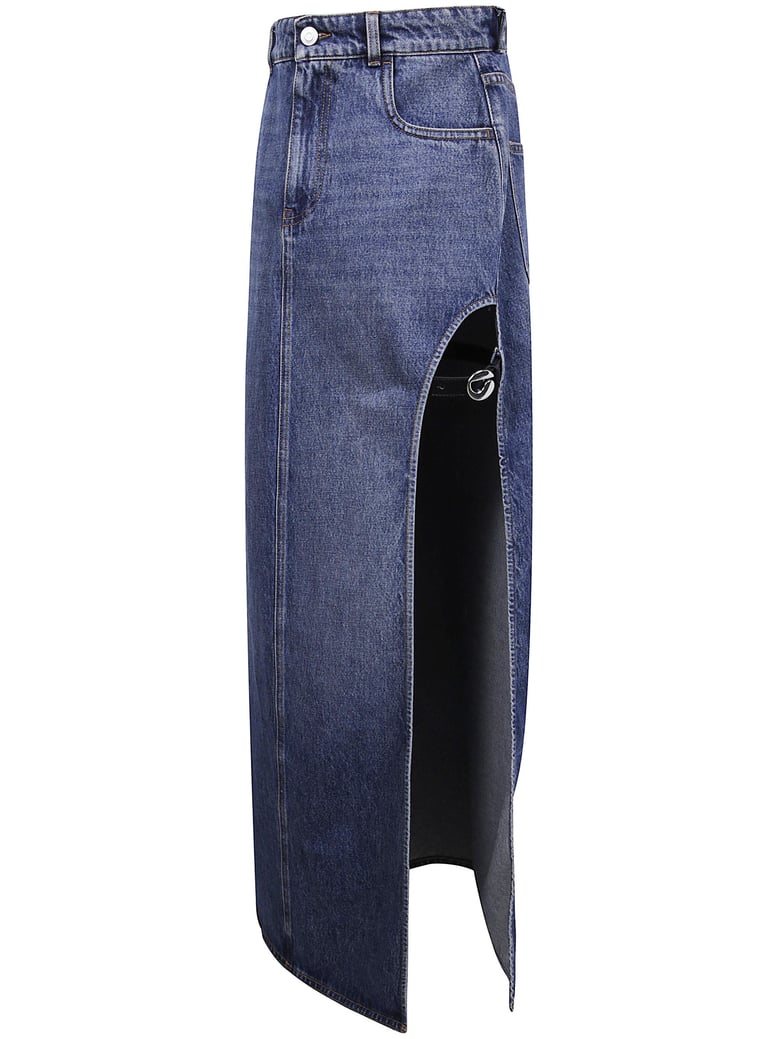 garter belt denim skirt by Selfnex