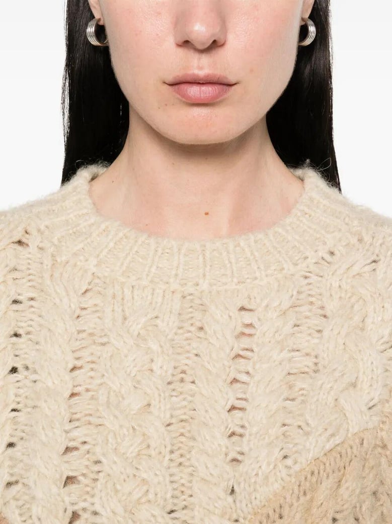 beige patchwork cable knit sweater marant étoile by Selfnex