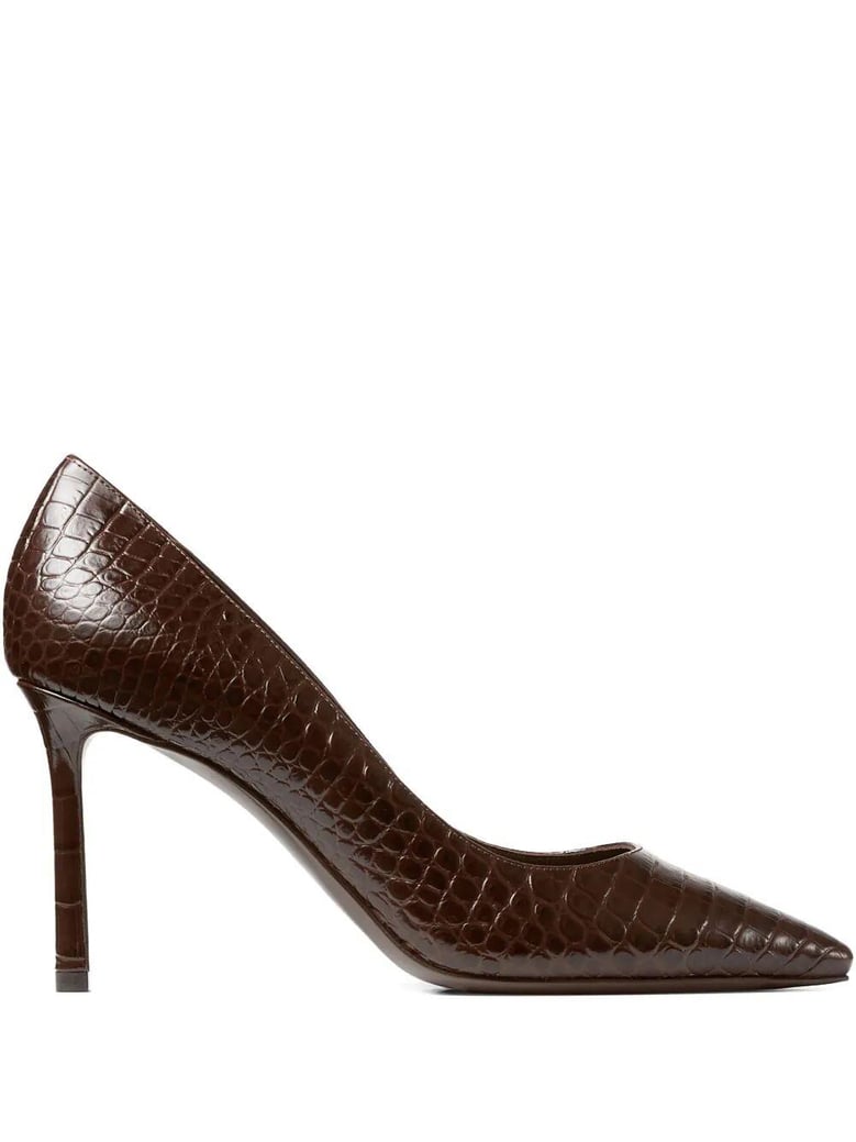 chocolate leather romy 85 pumps by Selfnex