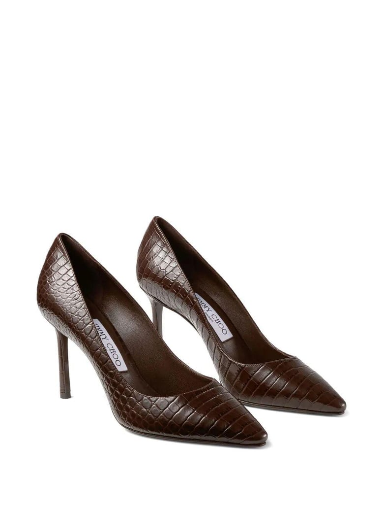 chocolate leather romy 85 pumps by Selfnex
