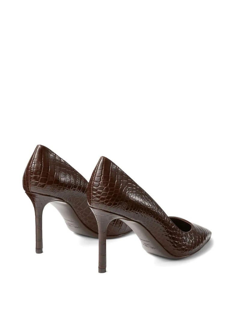 chocolate leather romy 85 pumps by Selfnex