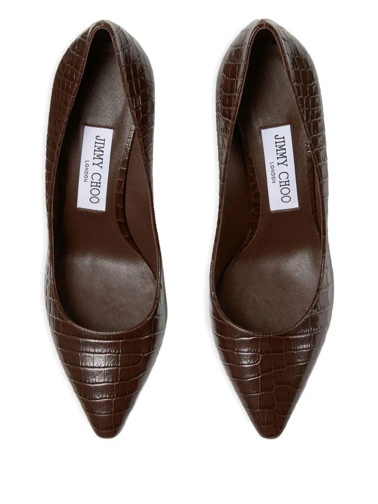 chocolate leather romy 85 pumps by Selfnex
