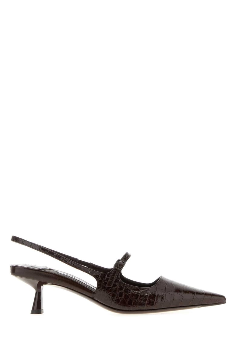 chocolate leather didi 45 pumps by Selfnex