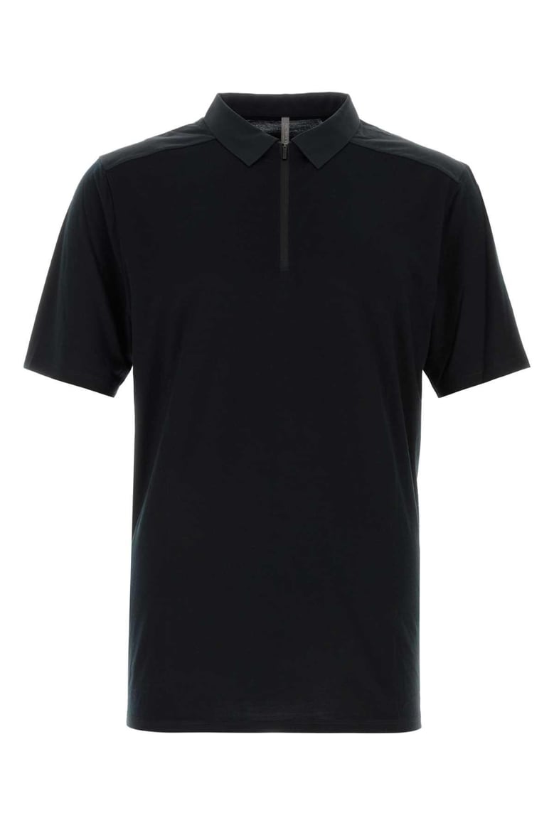 black wool blend polo shirt by Selfnex