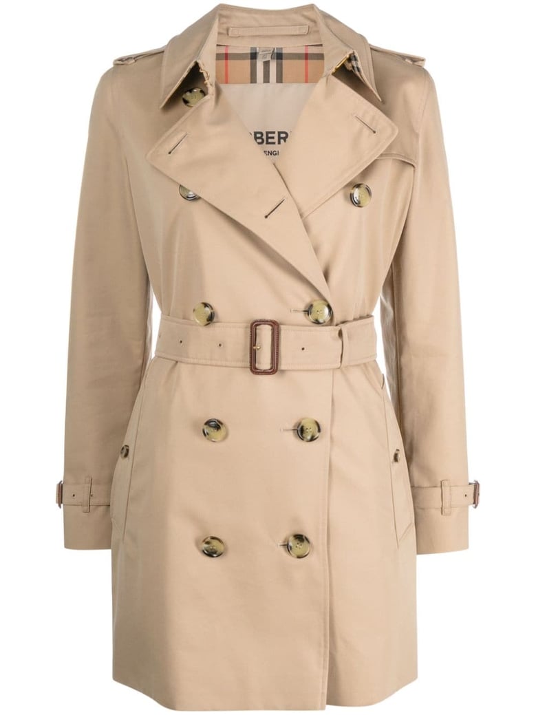 beige gabardine trench coat by Selfnex