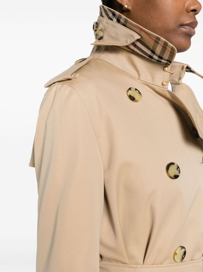 beige gabardine trench coat by Selfnex