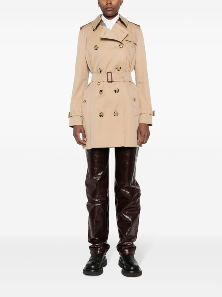 beige gabardine trench coat by Selfnex