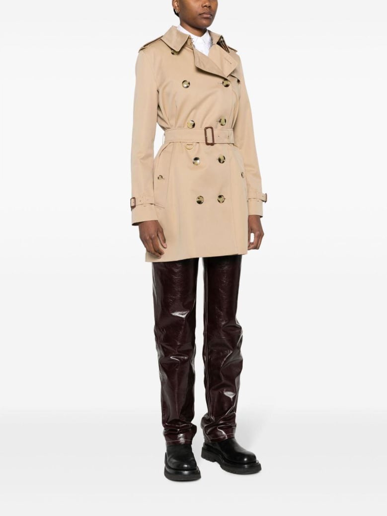 beige gabardine trench coat by Selfnex