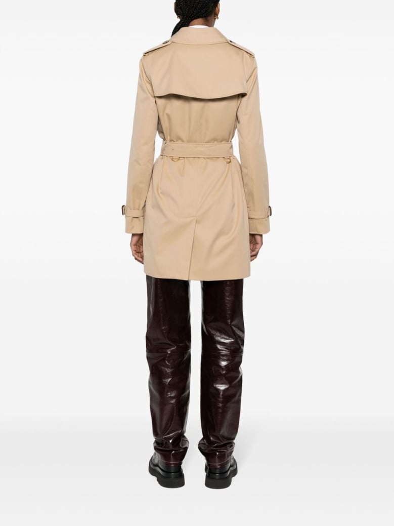 beige gabardine trench coat by Selfnex