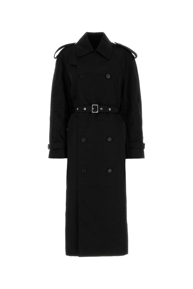 black nylon trench coat by Selfnex