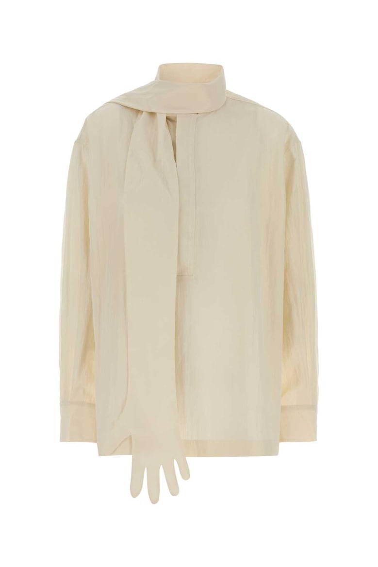 ivory lyocell blend blouse by Selfnex