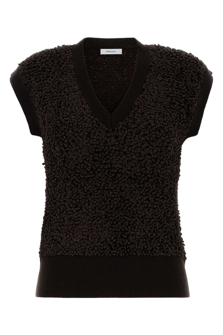 dark brown boucle vest by Selfnex