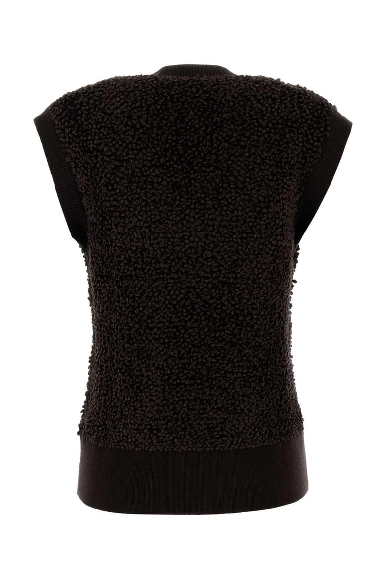 dark brown boucle vest by Selfnex