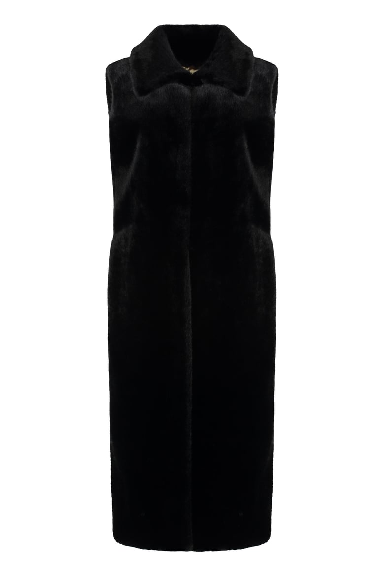 scarlet faux fur waistcoat by Selfnex