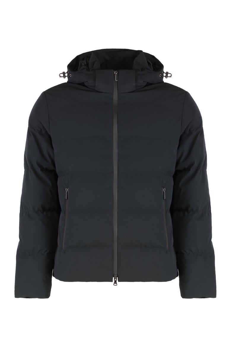 hooded short down jacket by Selfnex