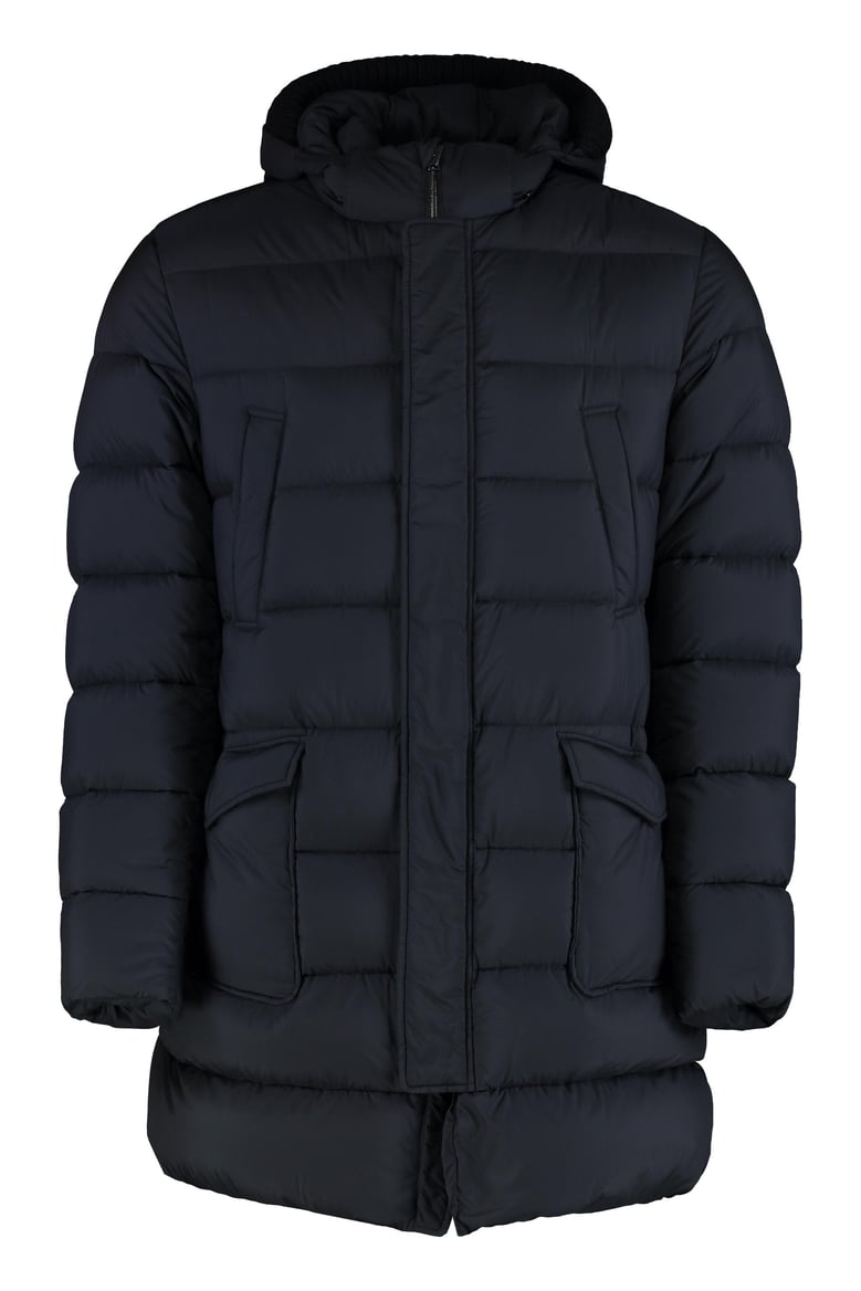 hooded techno fabric down jacket by Selfnex
