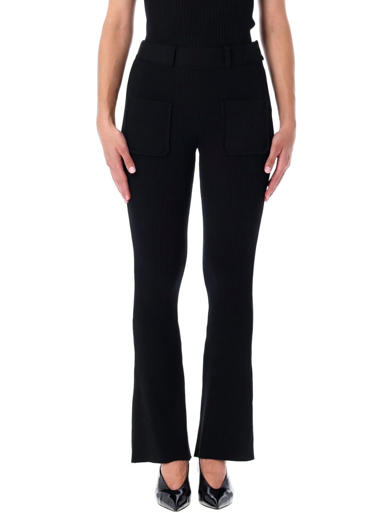 courrèges black rib-knit pants with pockets by Selfnex