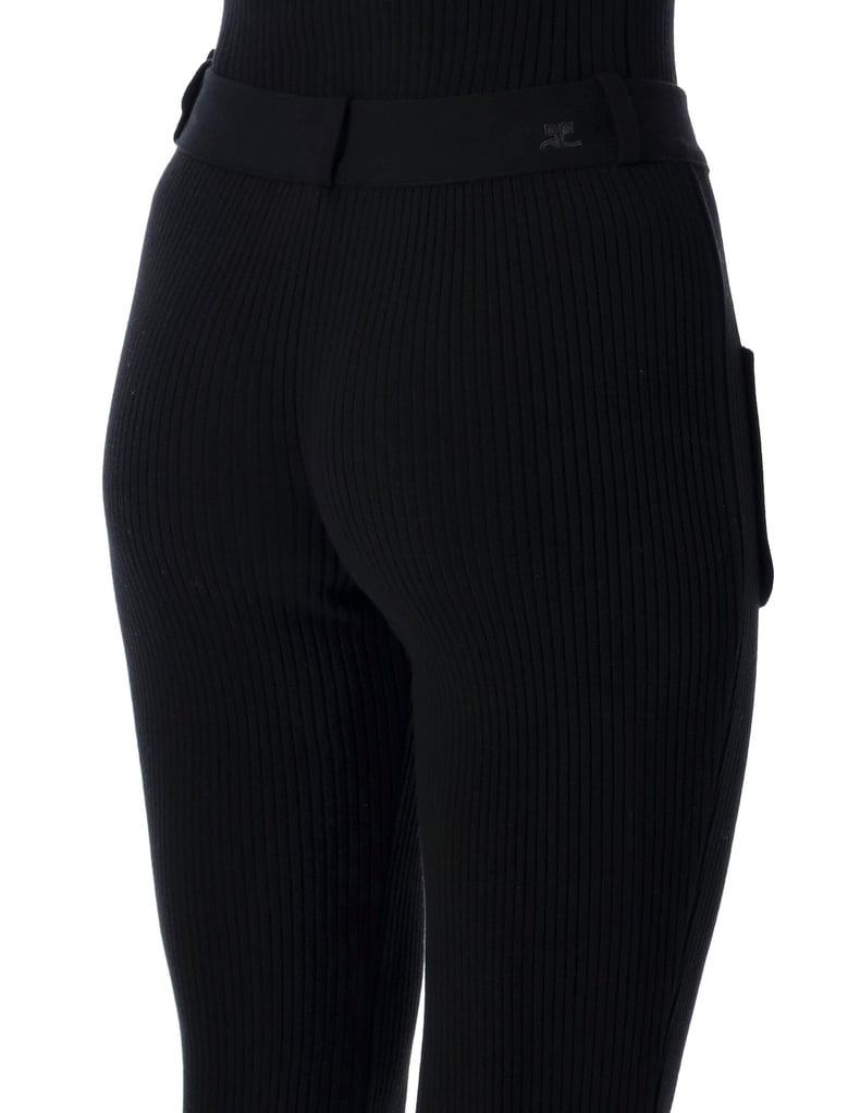courrèges black rib-knit pants with pockets by Selfnex