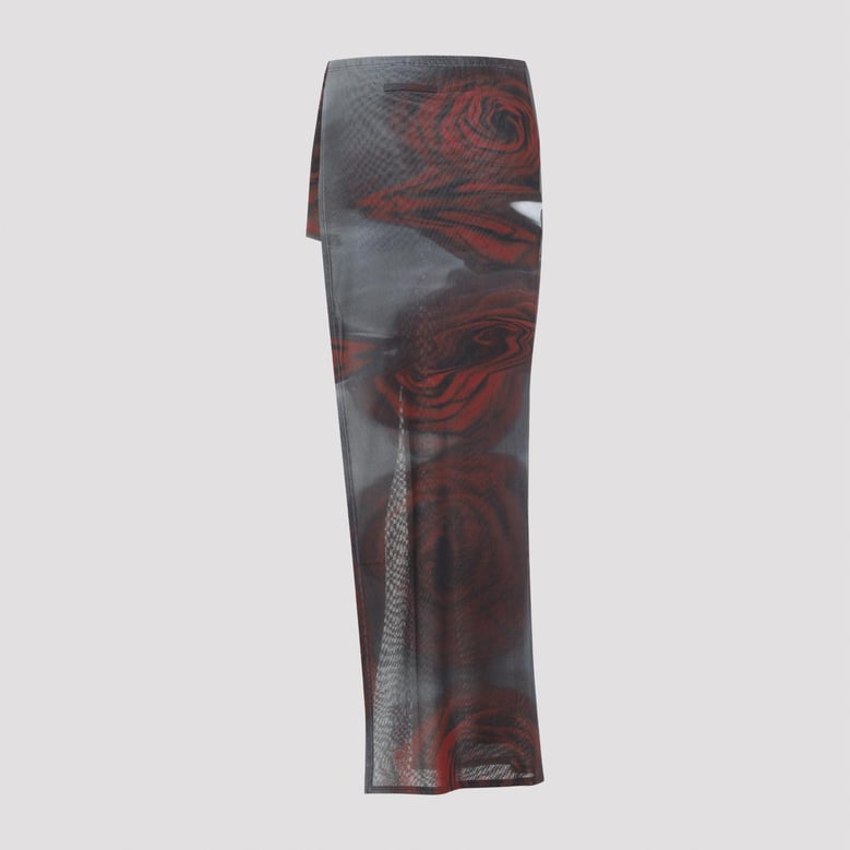 blurry roses asymmetric midi skirt by Selfnex