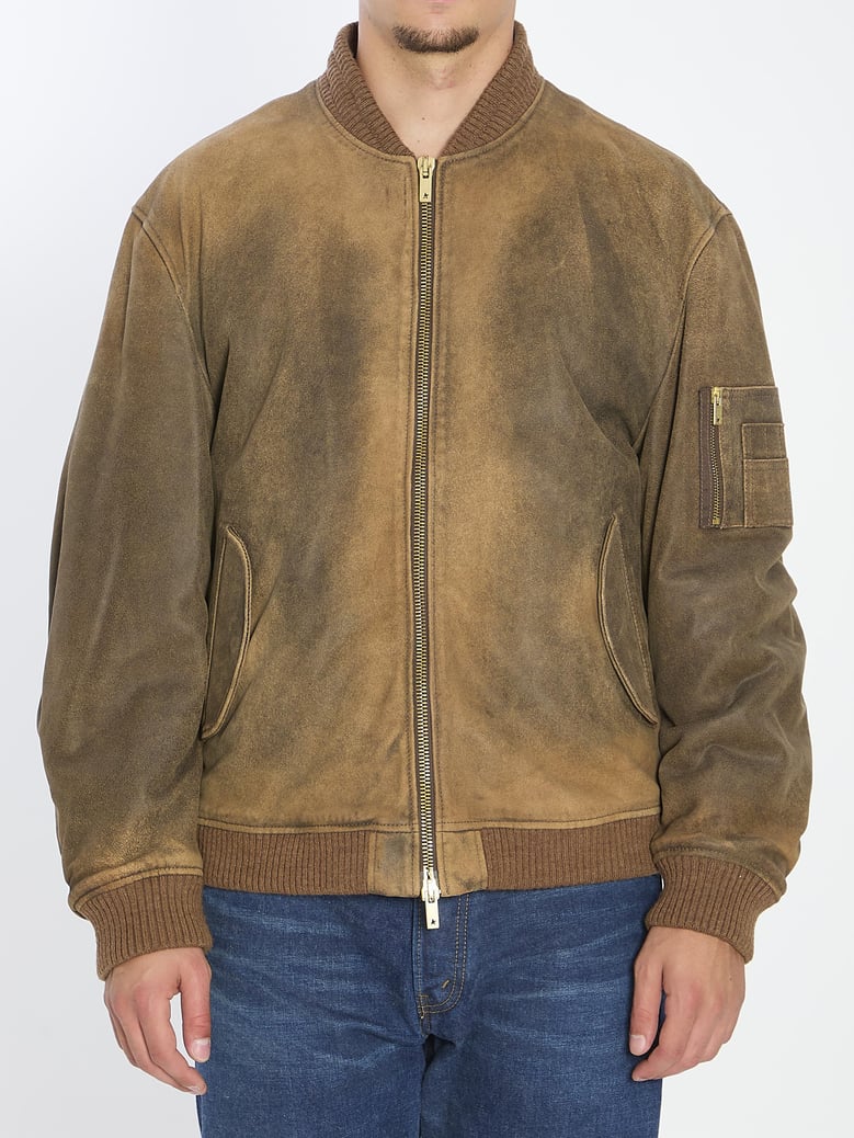 unisex brown bomber jacket by Selfnex