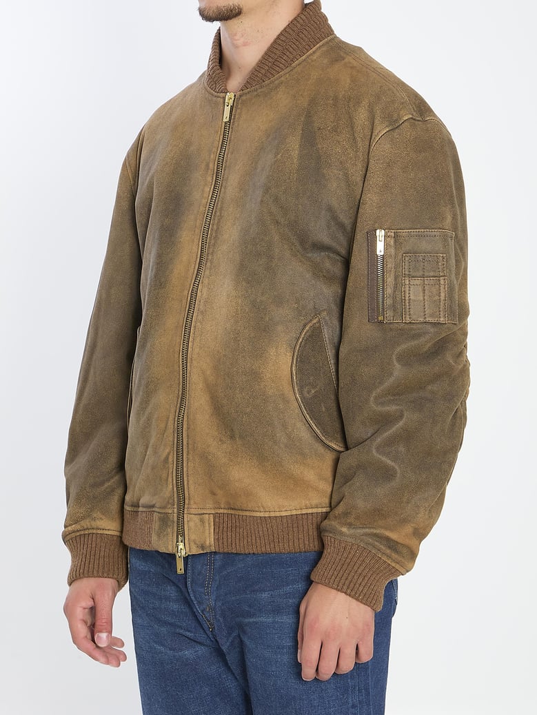 unisex brown bomber jacket by Selfnex