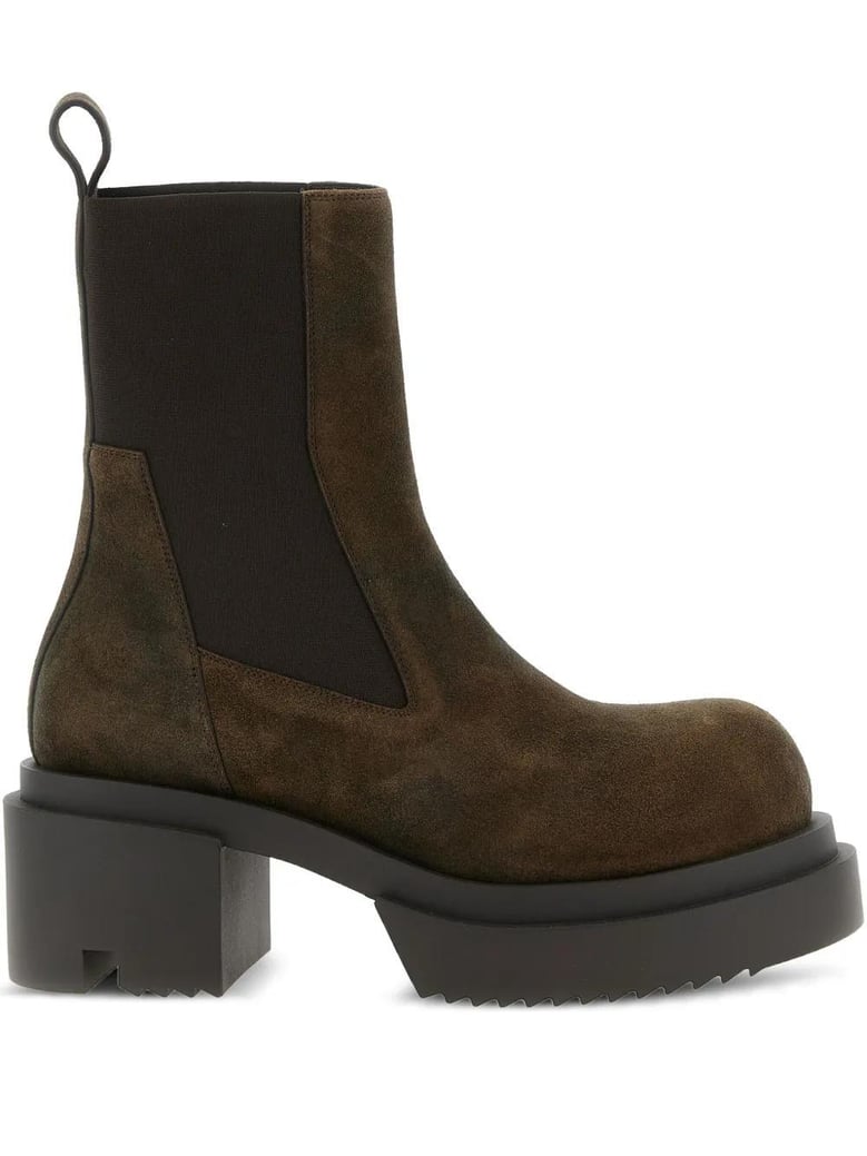 brown bogun beatle boots in suede by Selfnex