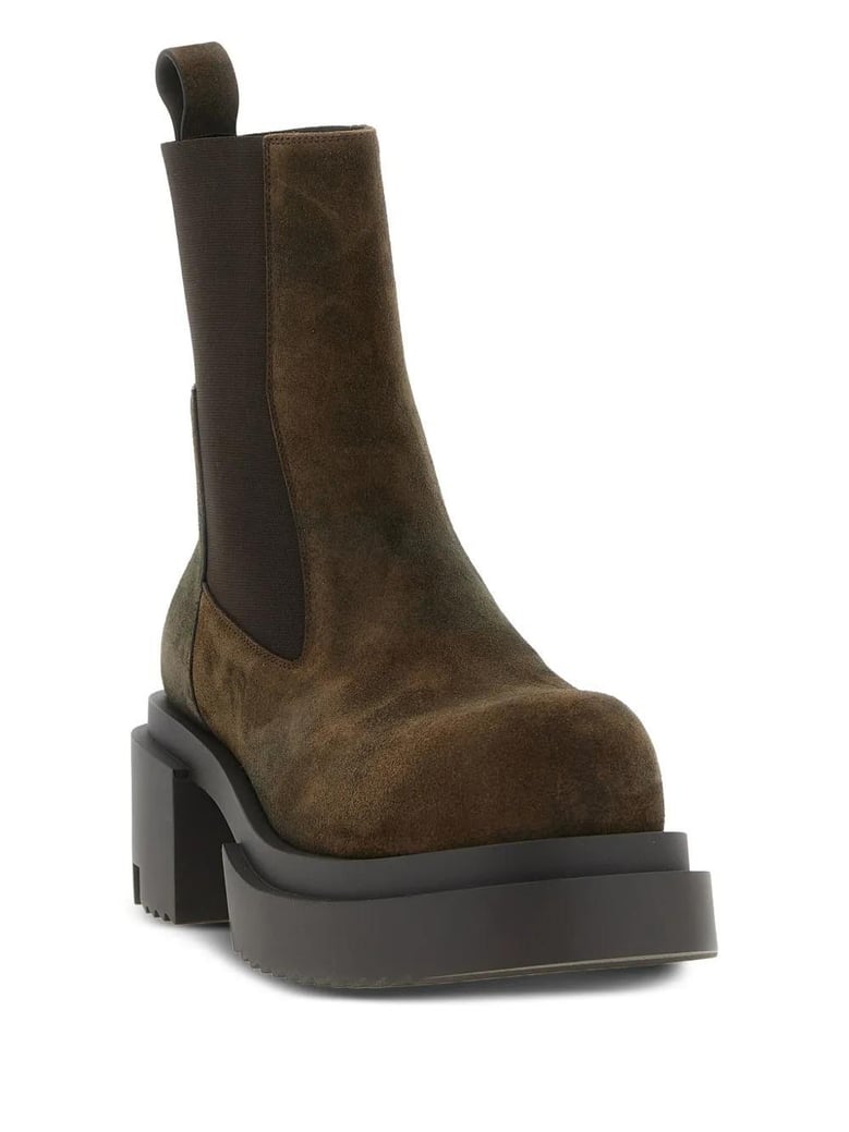 brown bogun beatle boots in suede by Selfnex