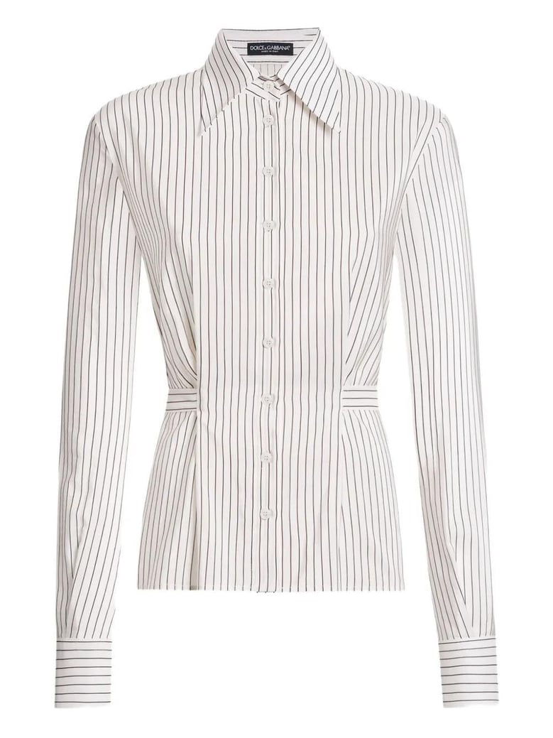 white pinstriped shirt in silk and cotton by Selfnex