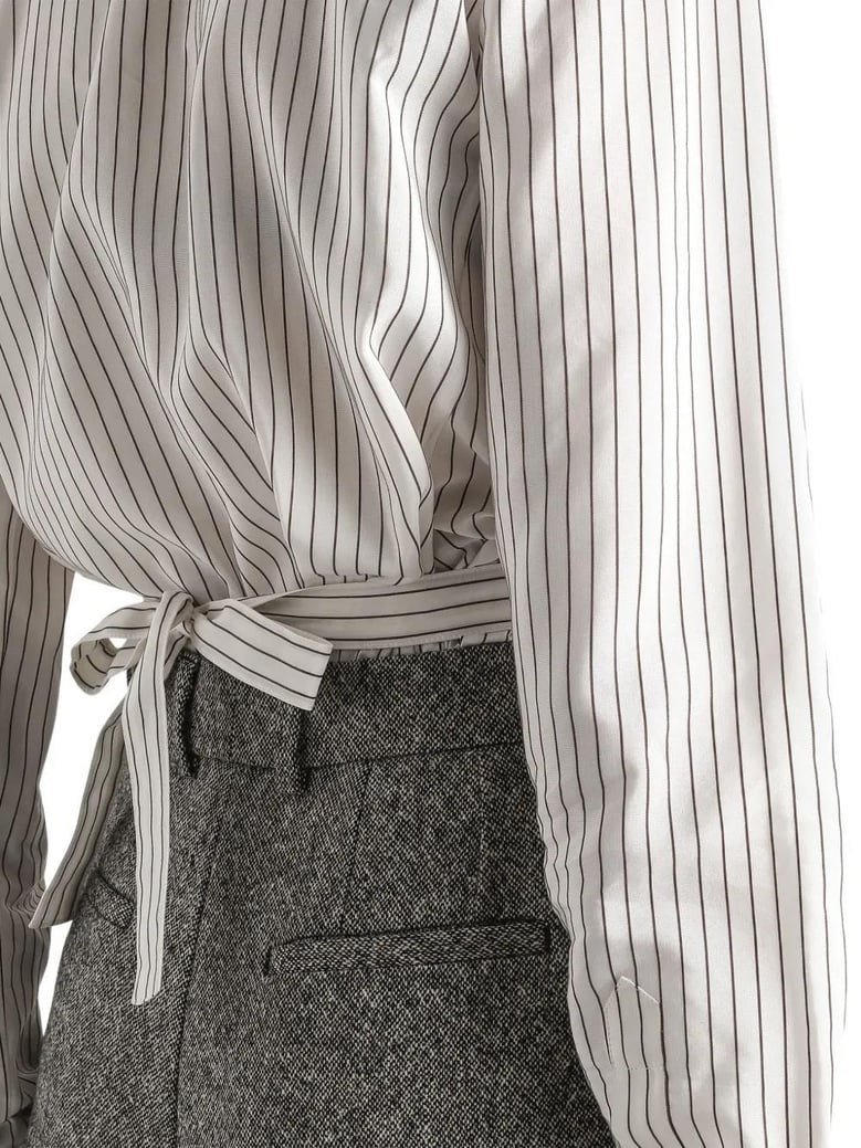 white pinstriped shirt in silk and cotton by Selfnex