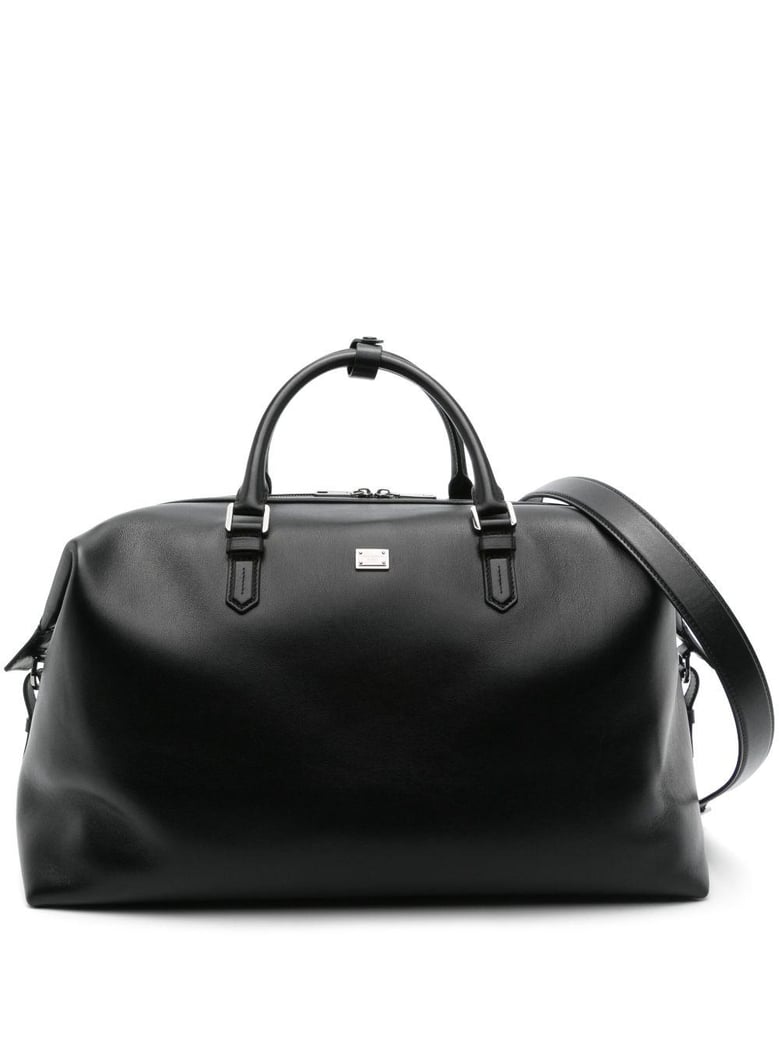 duffle bag in black calfskin by Selfnex