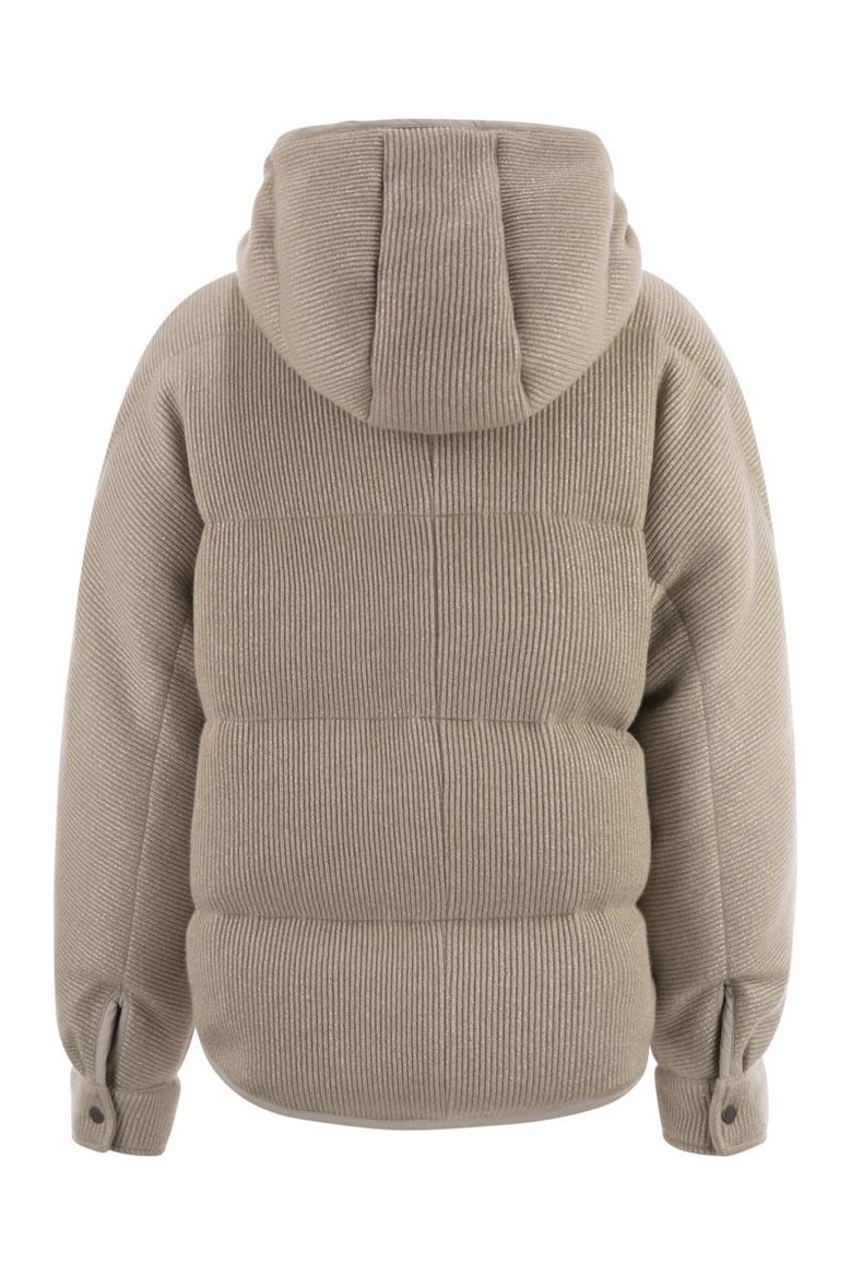 sparkling english coast cashmere knit jacket with hood and shiny zip pull by Selfnex