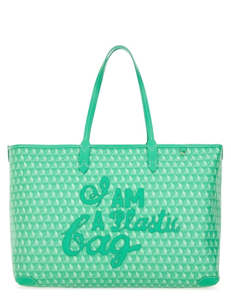 tote bag with i am a plastic bag pattern by Selfnex