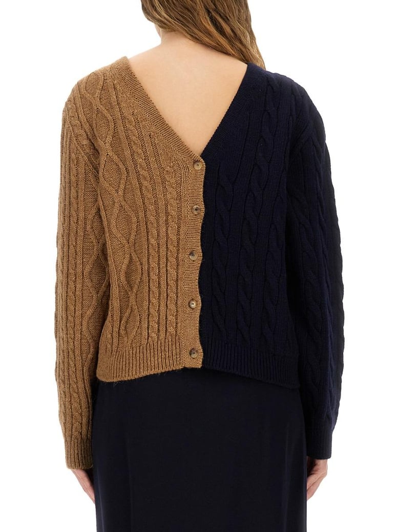 twotone alpaca blend cardigan by Selfnex